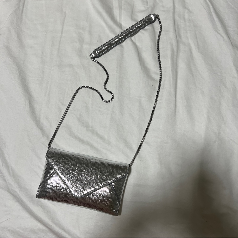 ZARA Silver Crossbody Clutch Purse